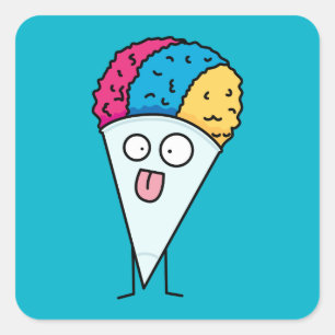 Adesivo Quadrado Snow Cone lingua do fã xarope de gelo sabor doce
