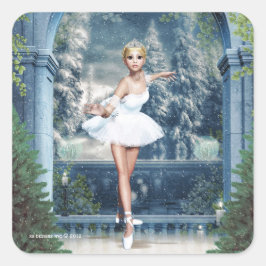 Adesivo Quadrado Snow Princess Ballerina Christmas Square Sticker