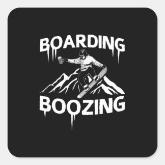 Adesivo Quadrado Snowboard Boozing