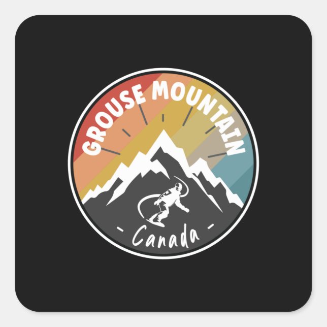 Adesivo Quadrado Snowboard Grouse Mountain Canada (Frente)