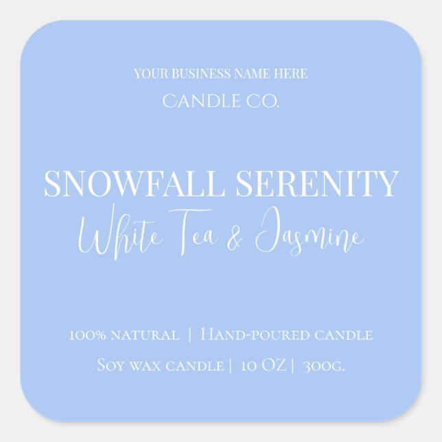 Adesivo Quadrado Snowfall Serenity White Tea & Jasmine Candle Label (Frente)