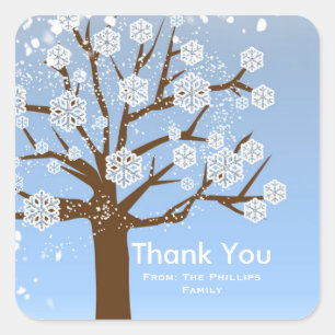 Adesivo Quadrado Snowflake Tree Winter Wonderland Snowy Sticker