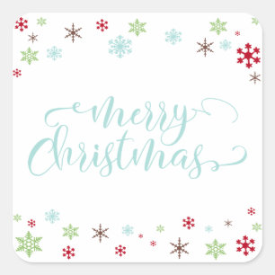 Adesivo Quadrado Snowflake Whimsy Feliz Natal, Robin Ovo Azul