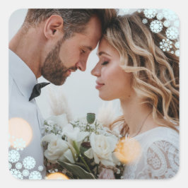 Adesivo Quadrado Snowflakes Adorava Joy Kisses Foto Casamento