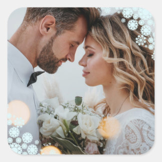 Adesivo Quadrado Snowflakes Adorava Joy Kisses Foto Casamento