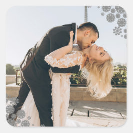 Adesivo Quadrado Snowflakes Adorava Joy Kisses Foto Casamento