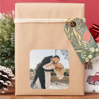 Adesivo Quadrado Snowflakes Adorava Joy Kisses Foto Casamento