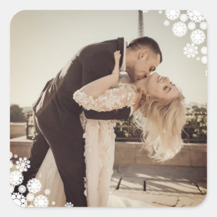 Adesivo Quadrado Snowflakes Adorava Joy Kisses Foto Casamento