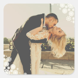 Adesivo Quadrado Snowflakes Adorava Joy Kisses Foto Casamento