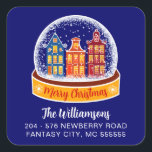 Adesivo Quadrado Snowglobe Christmas Village Endereço para devoluçã<br><div class="desc">Snowglobe Christmas Village Return Address Labels Perfect return address etiqueta adesivos para os seus presentes de Natal nesta época de Natal! Ou deixar um belo presente na porta do seu vizinho ou para o professor favorito do seu filho. Nada diz como eles são doces como alguns bens de férias cozidos...</div>