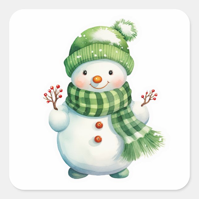 Adesivo Quadrado Snowman (Frente)