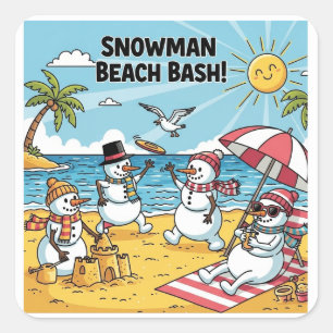 Adesivo Quadrado Snowman Beach Bash