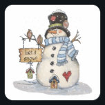 Adesivo Quadrado Snowman Christmas<br><div class="desc">Feliz Natal para você e sua família de mim e minha família</div>