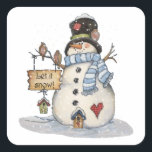 Adesivo Quadrado Snowman Christmas<br><div class="desc">Feliz Natal para você e sua família de mim e minha família</div>