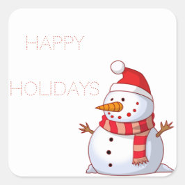 Adesivo Quadrado Snowman Com Chapéu E Scarf