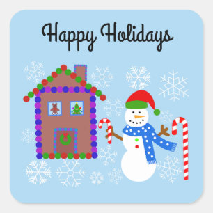 Adesivo Quadrado Snowman e House nº 1 Stickers