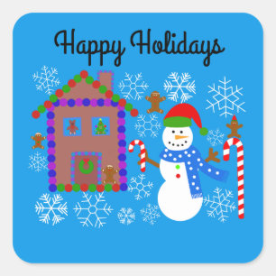 Adesivo Quadrado Snowman e House Nº 2 Stickers