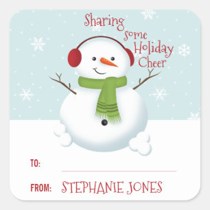 Adesivo Quadrado Snowman Holiday Cheer