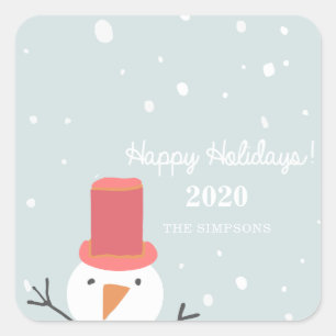Adesivo Quadrado Snowman Holiday Sticker