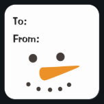 Adesivo Quadrado Snowman Simple Christmas Gift<br><div class="desc">Bonito boneco de neve encara decoração de feriado para & do adesivo de presentes Perfeito para etiquetas de presentes de feriado</div>