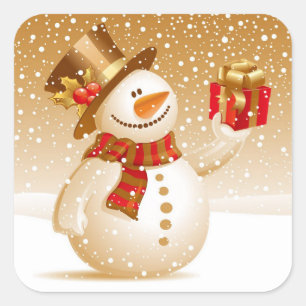 Adesivo Quadrado Snowman Stickers
