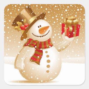 Adesivo Quadrado Snowman Stickers