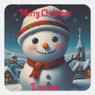 Adesivo Quadrado Snowmen festivo Joy Winter