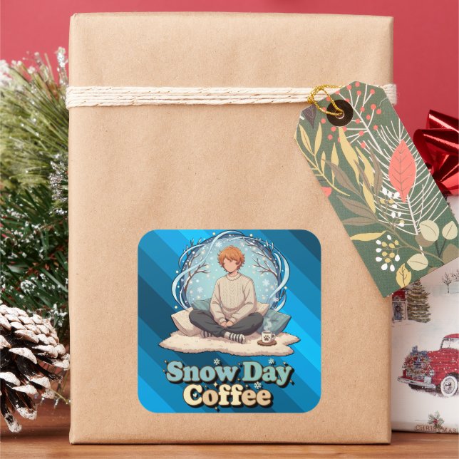 Adesivo Quadrado Snowy Day Calm Anime Art (Feriado)