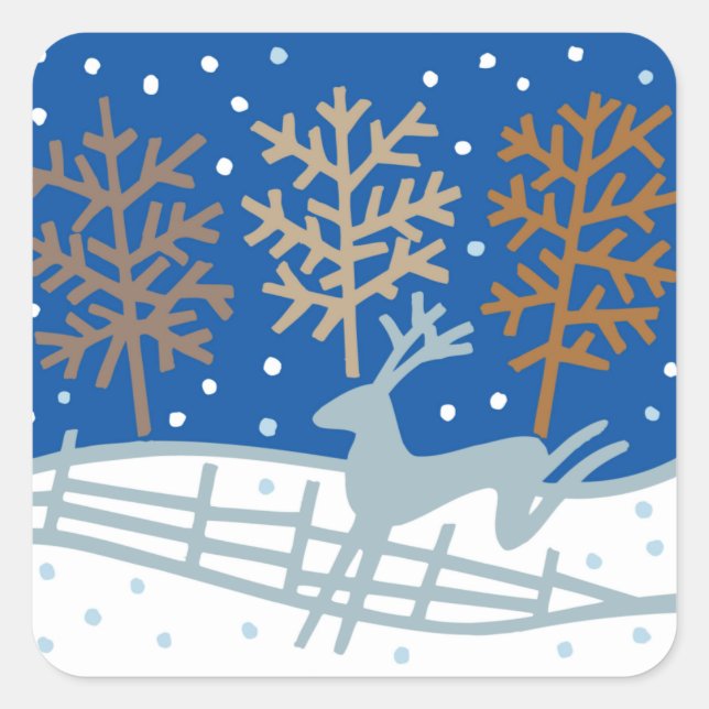 Adesivo Quadrado Snowy Reindeer Stickers Natal (Frente)