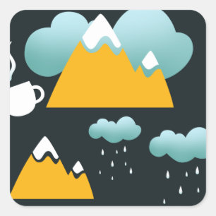 Adesivo Quadrado Snowy Rustic Winter Forest Mountain