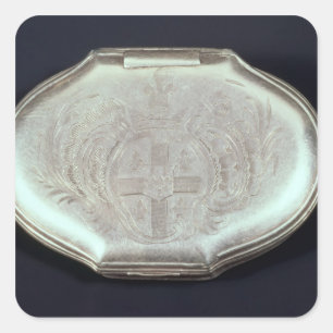 Adesivo Quadrado Snuff a caixa gravada com uma brasão, c.1820