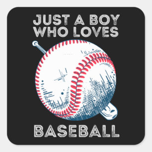 Adesivo Quadrado Só um garoto que ama beisebol em Bateria de Baseba