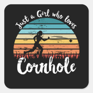 Adesivo Quadrado Só uma garota que ama Cornhole Dotando a mãe
