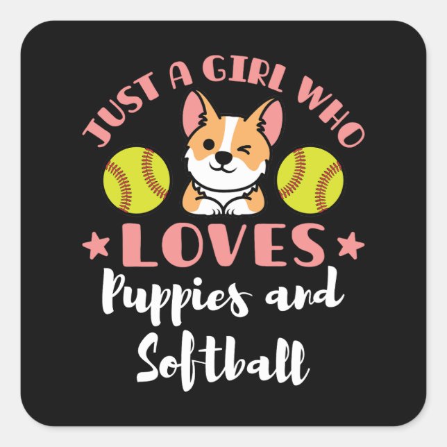 Adesivo Quadrado Só uma garota que ama mamilos e softball (Frente)