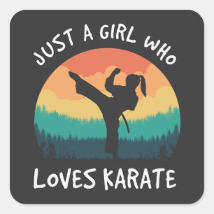Adesivo Quadrado Só uma garota que ama o Karate - Retro Karate Girl