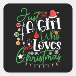 Adesivo Quadrado Só uma garota que ama o Natal