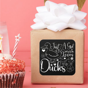 Adesivo Quadrado Só Uma Menina Que Ama Patos Bonitos Proprietário D