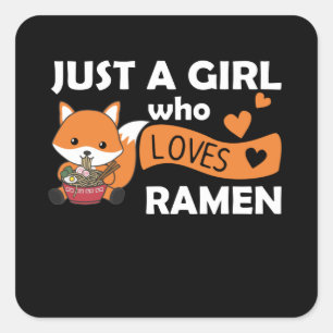 Adesivo Quadrado Só Uma Menina Que Ama Ramen Cute Ramen Comer Noodl