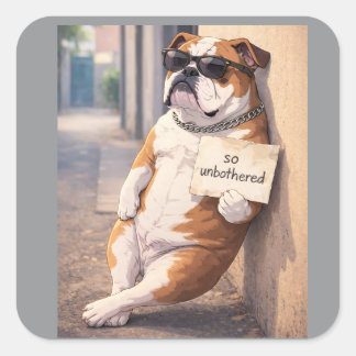 Adesivo Quadrado So Unbothered Dog Sticker – Calm Confidence, No Ex