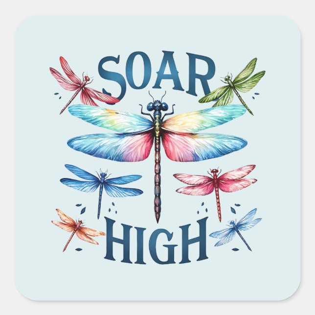 Adesivo Quadrado Soar High - Dragonfly Artística (Frente)