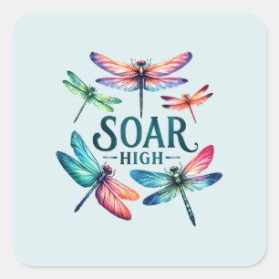Adesivo Quadrado Soar High - Dragonfly Artística