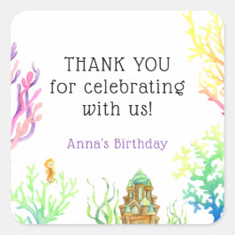 Adesivo Quadrado Sob o aniversário da Sea Girl