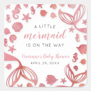 Adesivo Quadrado Sob o Chá de fraldas de sereia