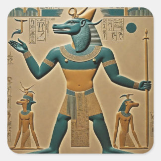 Adesivo Quadrado Sobek, antigo Deus de Guerra Egípcio