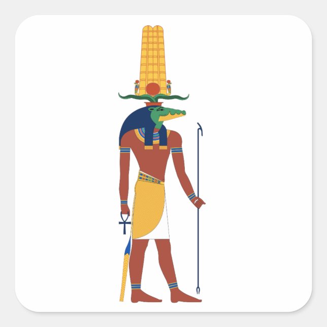 Adesivo Quadrado Sobek Crocodilo Deus (Frente)