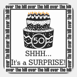 Adesivo Quadrado Sobre a festa de aniversário da surpresa do monte