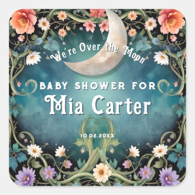 Adesivo Quadrado Sobre o Chá de fraldas da Moon Girly Pink (Frente)