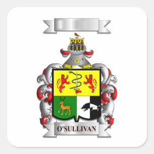 Adesivo Quadrado Sobrenome e Escudo O'Sullivan