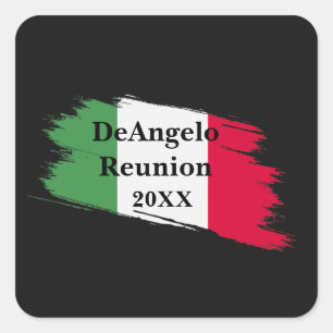 Adesivo Quadrado Sobrenome Italiano Nome Bandeira Personalizada Cor