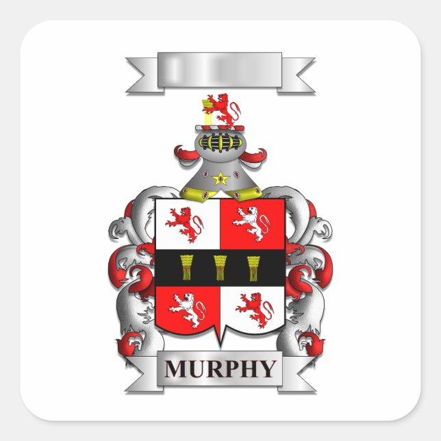 Adesivo Quadrado Sobrenome Murphy e Escudo (Frente)